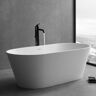 MEDUNJESS Maria 63 in. Stone Resin Solid Surface Matte Flatbottom Freestanding Bathtub in White