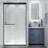 HBEZON 60 in.W x 70 in.H Sliding Matte black Frame Shower Door in Stainless Steel Finish with Clear and Explosion-proof Glass