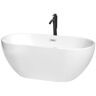 Wyndham Collection Brooklyn 60 in. Acrylic Flatbottom Bathtub in White with Polished Chrome Trim and Matte Black Faucet