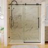 Modland Hans 60 in. W x 74 in. H Single Sliding Frameless Shower Door in Matte Black with Clear Glass