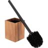 Acacia Square Toilet Brush and Holder Set Brown