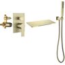 Miscool Poo Single-Handle Wall Mount Roman Tub Faucet with Hand Shower in Brushed Gold (Valve Included)