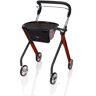 Stander Trust Care Let's Go 4-Wheel Indoor Rollator Rolling Walker with Tray and Basket in Red