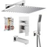 cobbe Luxury Single Handle 1-Spray 12 in. Shower Faucet 1.8 GPM with Pressure Balance, Tub in. Brushed Nickel (Valve Included)