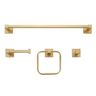 Globe Electric Dakota 4-Piece Bath Hardware Set with Towel Bar, Towel Ring, Robe Hook, Toilet Paper Holder in Matte Brass