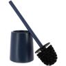 Navy Blue Stoneware Toilet Bowl Brush and Holder - Durable and Stylish Round Design for Upgraded Bathroom Essentials