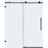 HBEZON 60 in. W x 74 in. H Sliding Frameless Shower Door in Stainless Steel Finish with Clear Reinforced Explosion-Proof Glass