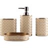 Dyiom Bathroom Accessories Set 4 -Pieces Resin Gift Set Apartment Necessities Leather Grain Design