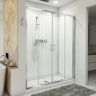 DreamLine Visions 32 in. D x 60 in. W x 78-3/4 in. H Sliding Shower Door Base and White Wall Kit in Chrome