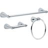 Delta Foundations 3-Piece Bath Hardware Set with Towel Ring, Toilet Paper Holder and 18" Towel Bar in Chrome