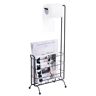 Basicwise Metal Toilet Paper Holder with Magazine Rack in Black
