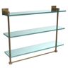 Allied Montero 16 in. L x 18 in. H x 6-1/4 in. W 3-Tier Clear Glass Bathroom Shelf with Towel Bar in Brushed Bronze