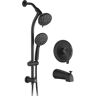 Fapully Single Handle 3-Spray Tub and Shower Faucet, 7-Functions Hand Shower 2 GPM in Mate Black Color Valve Included