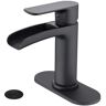 Miscool Casey 6.5 in. Height Single Handle Single Hole Waterfall Bathroom Faucet in Matte Black