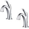 KRAUS Arlo Chrome Single Handle Basin Bathroom Faucet with Lift Rod Drain and Deck Plate (2-Pack)