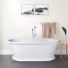 Vanity Art Drancy 67 in. Solid Surface Resin Stone Flatbottom Freestanding Bathtub in Glossy White