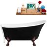 Streamline 59 in. Acrylic Clawfoot Non-Whirlpool Bathtub in Glossy Black with Glossy White Drain And Oil Rubbed Bronze Clawfeet