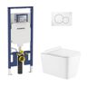 Geberit 2-Piece 0.8/1.6 GPF Dual Flush Baxter Square Toilet in White with 2 x 4 Concealed Tank and Plate, Seat Included