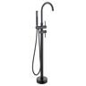 Lukvuzo 2-Handle Freestanding Tub Faucet with Handheld Shower and Mixer Taps Swivel Spout in Matte Black