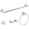 Symmons Identity 4-Piece Bath Hardware Set with Toilet Paper Holder, Towel Bar, Towel/Robe Hook, Hand Towel Holder in Nickel