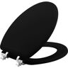 BEMIS Weston Elongated Soft Close Enameled Wood Closed Front Toilet Seat in Black Never Loosens Chrome Metal Hinge