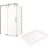 Delta Industrial 48 in. L x 34 in. W x 76 in. H Corner Shower Kit with Sliding Frameless Shower Door and Shower Pan