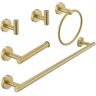 BWE 5-Piece Bath Hardware with Towel Bar Towel Hook Toilet Paper Holder and Towel Ring Set in Brushed Gold