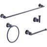 Glacier Bay Oswell 4-Piece Bath Hardware Set with 24 in. Towel Bar,TP Holder, Towel Ring and Robe Hook in Matte Black