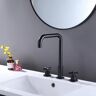 Dimakai 8 in. Widespread Three Hole with Two Gross Handles Bathroom Faucet in Matte Black