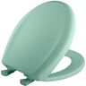 BEMIS Soft Close Round Plastic Closed Front Toilet Seat in Ming Green Removes for Easy Cleaning and Never Loosens