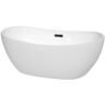 Wyndham Collection Rebecca 60 in. Acrylic Flatbottom Bathtub in White with Matte Black Trim