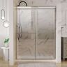 INSTER AIM 54 in. W. x 72 in. H Sliding Framed Shower Door in Brushed Nickel with clear