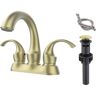 4 in. Centerset 2-Handle Bathroom Faucet with Spot Defense and Drain Assembly in Brushed Gold