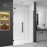 Transolid Elizabeth 50 in. W x 76 in. H Hinged Frameless Shower Door in Matte Black with Clear Glass