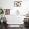 Vanity Art Drancy 67 in. Solid Surface Resin Stone Flatbottom Freestanding Bathtub in Matte White