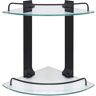 MODONA 9.5 in. W Double Glass Corner Shelf with Pre-Installed Rails in Rubbed Bronze