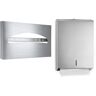 Alpine Stainless Steel Half-Fold Toilet Seat Cover Dispenser and Paper Towel Dispenser Combo