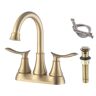 4 in. Centerset 2-Handle Bathroom Faucet with Spot Defense and Drain Assembly in Brushed Gold