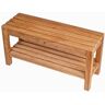 ARB Teak and Specialties Coach 35.5 in. W x 12.25 in. D x 17.75 in. H Flat Shower Seat with Shelf in Natural Teak