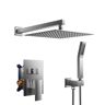 FORIOUS 12 in. 2-Jet High Pressure Shower System with Handheld in Brushed Nickel (Valve Included)