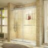 DreamLine Charisma 32 in. x 60 in. x 78.75 in. Semi-Frameless Sliding Shower Door in Chrome with Center Drain White Base