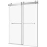 VANITYFUS 60 in. W x 76 in. H Double Sliding Frameless Shower Door in Brushed Nickel with Soft-closing and 3/8 in. Tampered Glass