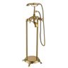 Luxury Bathtub Filler 3-Handle Freestanding Floor Mount Claw Foot Tub Faucet with Hand Shower in Polished Gold