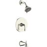 Fontaine by Italia Arts et Metiers Single Handle 3-Spray Regular, Massage Tub and Shower Faucet with Rough-In Valve in Brushed Nickel