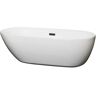 Wyndham Collection Melissa 70.75 in. Acrylic Flatbottom Bathtub in White with Matte Black Trim