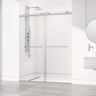 VIGO Houston 56 to 60 in. W x 76 in. H VMotion Sliding Frameless Shower Door in Stainless Steel with 3/8 in. Clear Glass