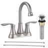 Nestfair 4 in. Centerset Double-Handle 3 Holes Bathroom Faucet with Pop-Up Drain in Brushed Nickel