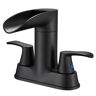 Zalerock Waterfall 4 in. Centerset Double Handle 360-Degree rotation Bathroom Faucet with Drain kit Included in Matte Black