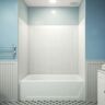 DreamLine QWALL-VS 56 in. - 60 in. W x 62 in. H x 36 in. D 4-Piece Glue Up Acrylic Alcove Tub Backwalls in White