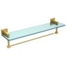 Allied Montero 22 in. L x 5-1/4 in. H x 5-3/4 in. W Clear Glass Bathroom Shelf with Towel Bar in Unlacquered Brass